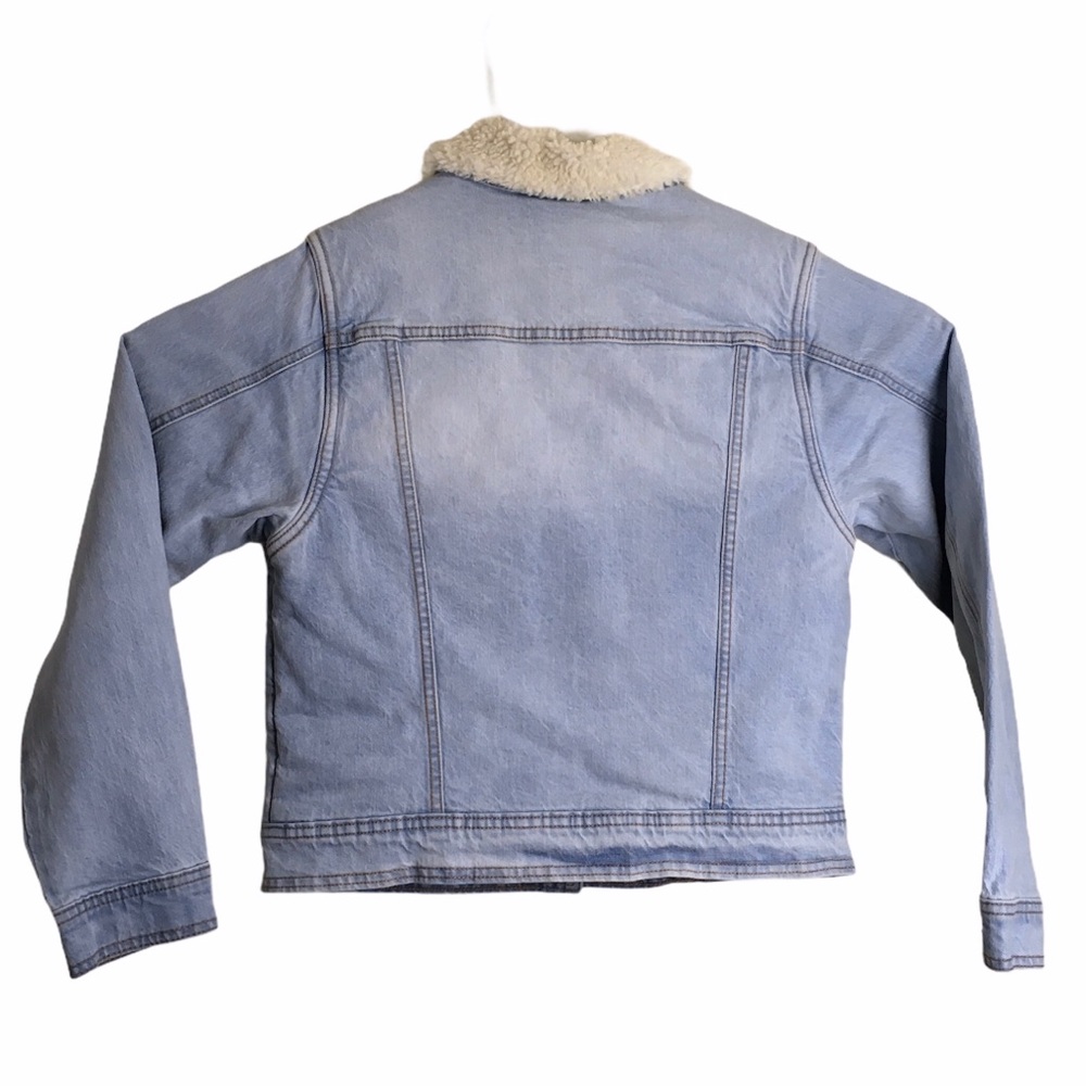Women's Denim Sherpa Jacket Light Wash - Picture 4 of 5
